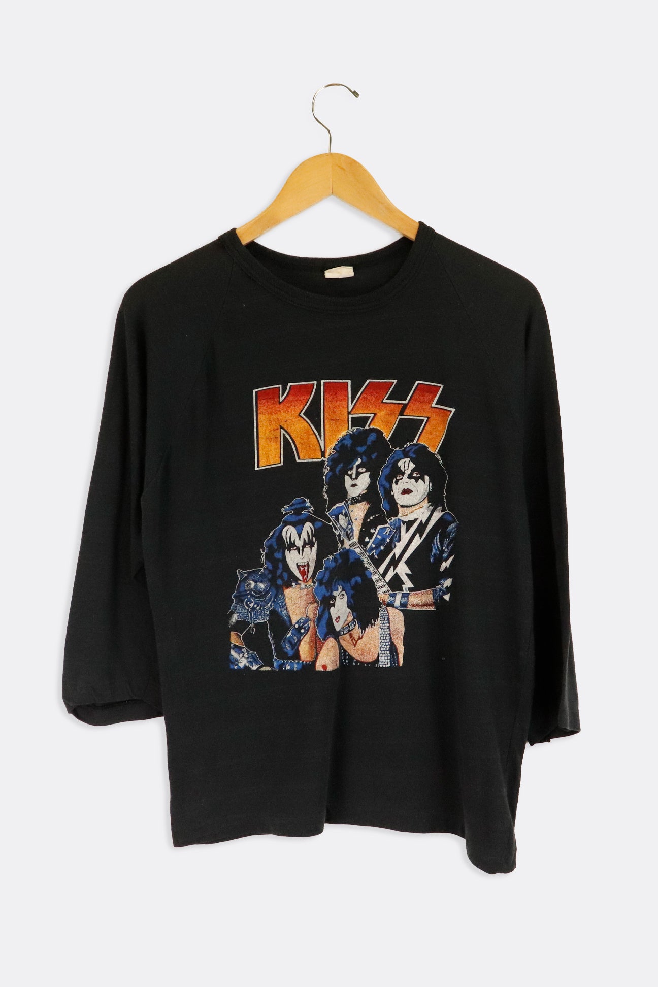 Vintage 80s Kiss Band Raglan T Shirt Sz XL – F As In Frank Vintage