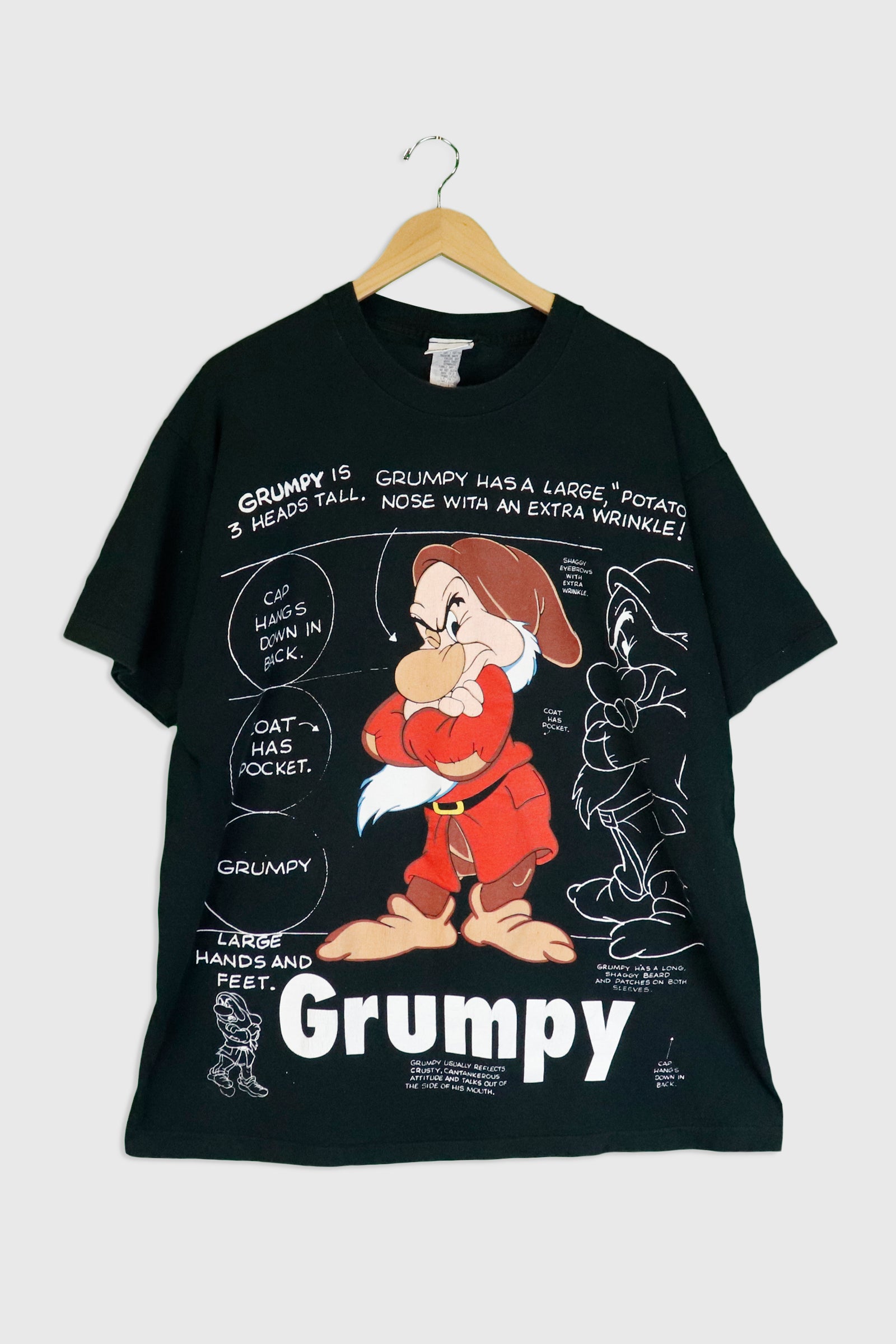 Vintage Disney Snow White 'GRUMPY' Vinyl T Shirt Sz XL – F As In Frank  Vintage