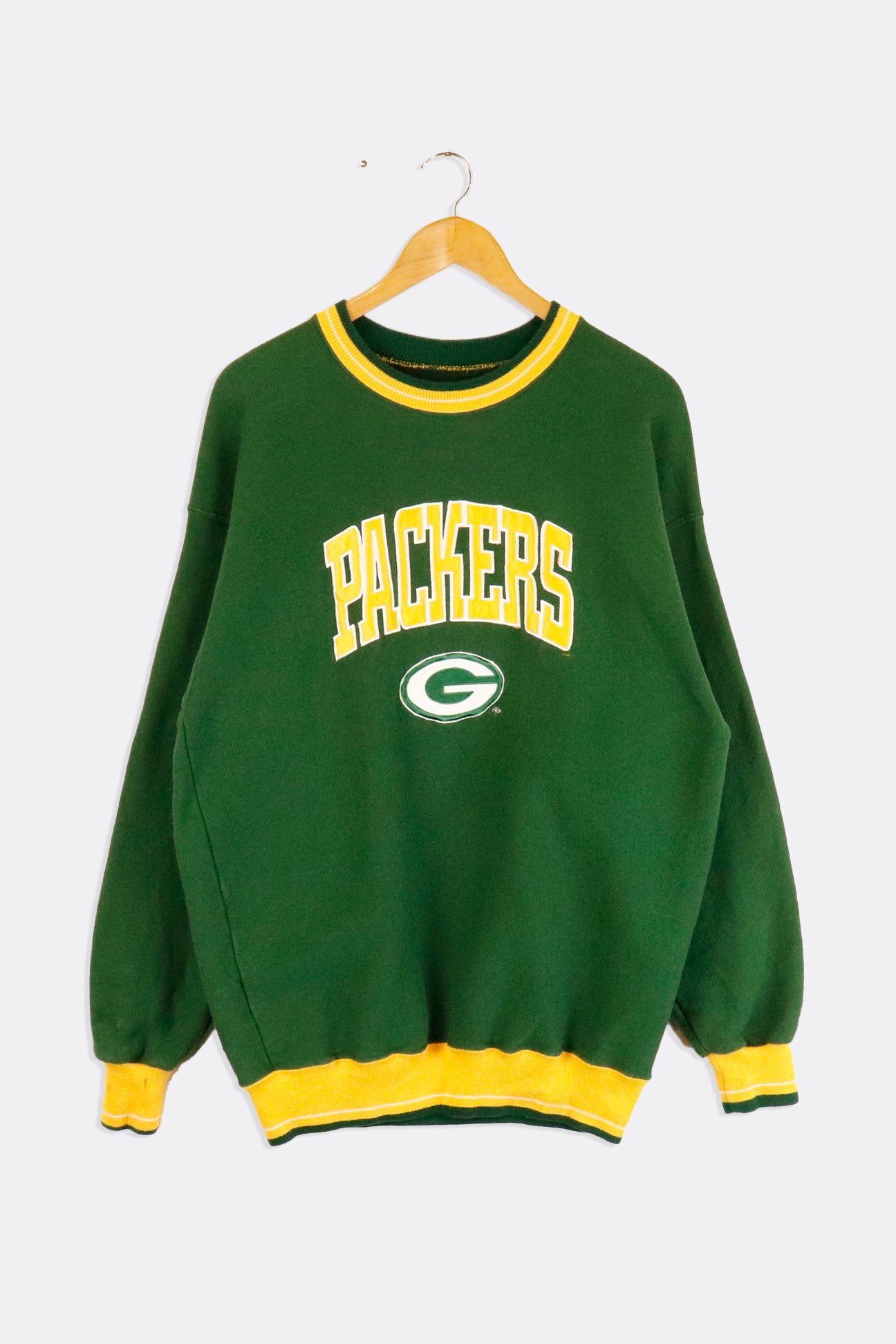 Vintage Nfl Greenbay Packers Emroidered Silky Yellow Font Outlined In – F  As In Frank Vintage