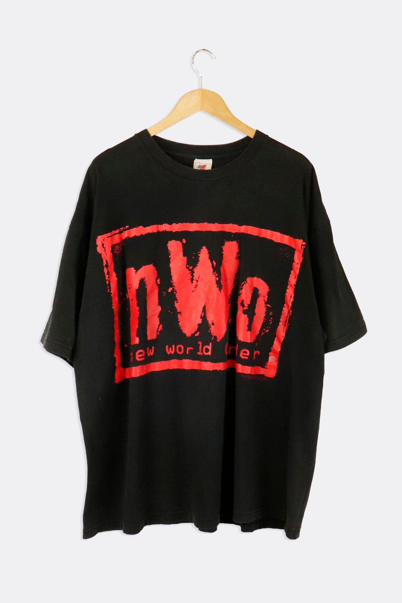 Vintage 1998 WWE New World Order Vinyl Red Rectangle Logo T Shirt Sz 3XL