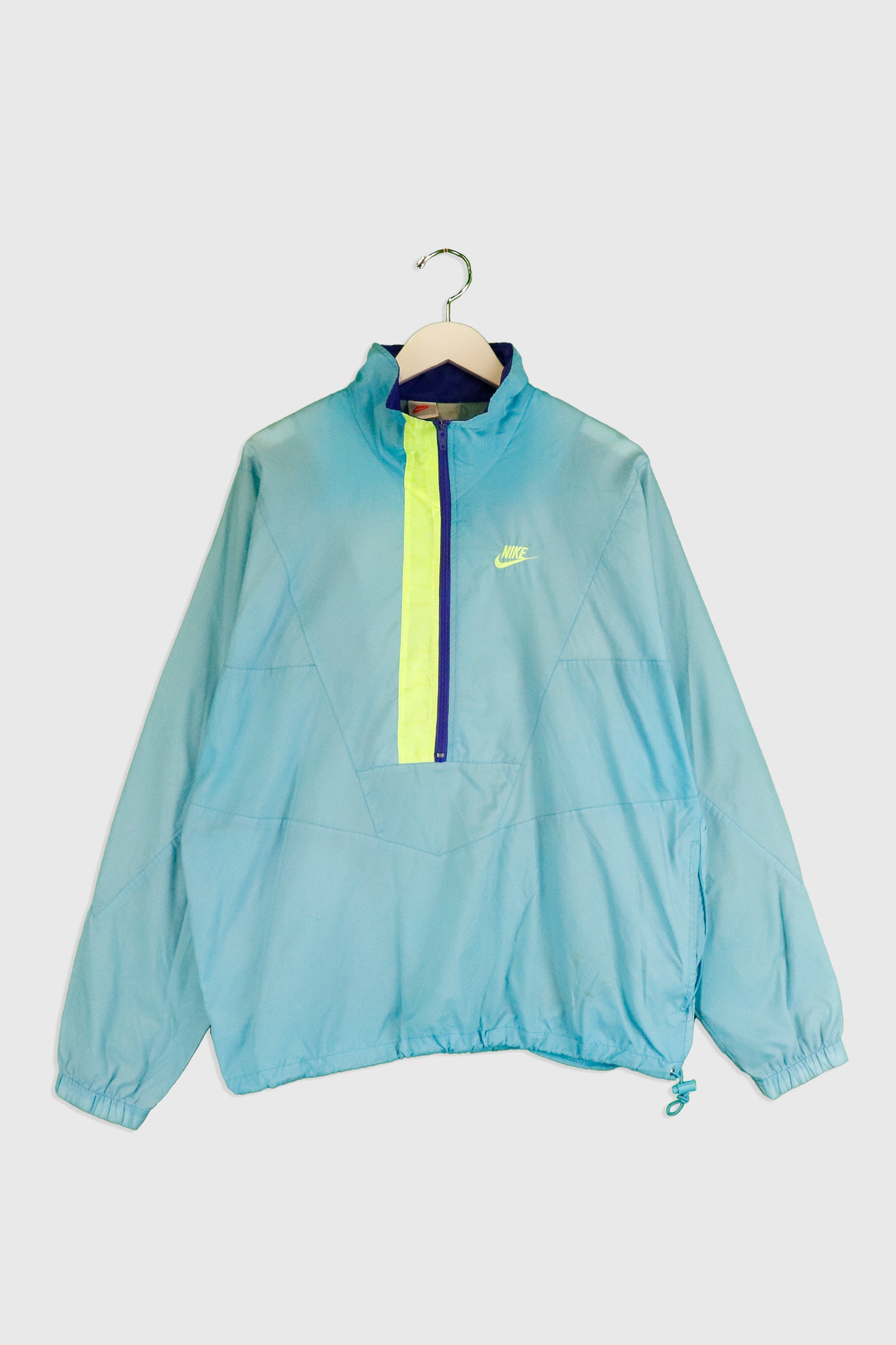 Vintage Nike Quarter Zip Multi Neon Coloured Windbreaker Sz L FAIF.COM