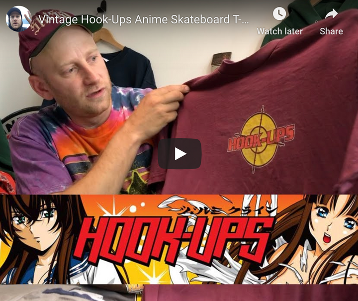 Vintage 1990s Hook-ups Anime Skate Tee 
