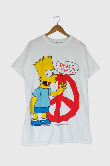 Vintage 1990 The Simpsons Bart 'Peace, Man' T Shirt Sz XL