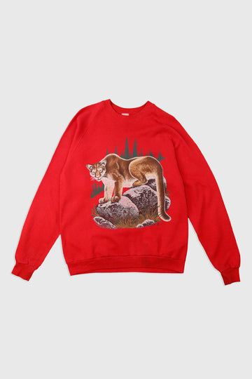 Vintage Forest Cougar Picture Sweatshirt Sz XL