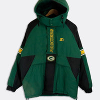 Vintage Starter Green Bay Packers Quarter Zip Up Removable Hood Jacket With  Pockets And Hidden Pouch Sz S