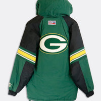 Vintage Starter Green Bay Packers Quarter Zip Up Removable Hood